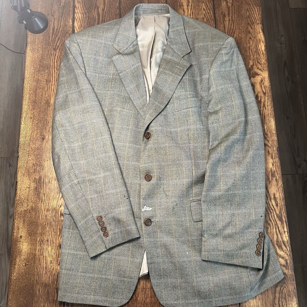 Hugo Boss Blazer Jacket Mens 44R Wool Cashmere Silk Sport Coat Light Gray